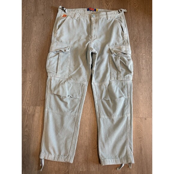 Empyre Other - Empyre Corduroy Cargo Mens 32X30 Fly Adjustable Waist Y2K Baggy Relax Pants Blue